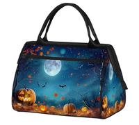 Mexpekil Borsone da viaggio impermeabile borsa da palestra Carry On Weekend Borse per la notte Grande bagaglio a mano borse per donne uomini bambini, Zucca Luna Autunno