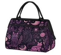 Mexpekil Borsone da viaggio impermeabile borsa da palestra Carry On Weekend Borse per la notte Grande bagaglio a mano borse per donne uomini bambini, Gatto Nero Luna Boho
