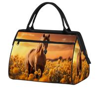Mexpekil Borsone da viaggio impermeabile borsa da palestra Carry On Weekend Borse per la notte Grande bagaglio a mano borse per donne uomini bambini, Fiori di cavallo