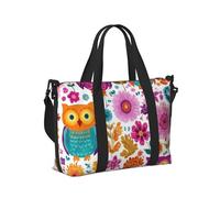 Mexpekil Borsone da viaggio impermeabile borsa sportiva da palestra grande weekend borse da notte per donne uomini pieghevole bagaglio a mano borse tote per volo, Fiori Gufi Rosa Brillante, Taglia