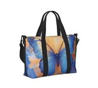 Mexpekil Borsone da viaggio impermeabile borsa sportiva da palestra grande weekend borse da notte per donne uomini pieghevole bagaglio a mano borse tote per volo, Farfalla Blu Giallo, Taglia unica