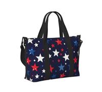 Mexpekil Borsone da viaggio impermeabile borsa sportiva da palestra grande weekend borse da notte per donne uomini pieghevole bagaglio a mano borse tote per volo, Bianco Blu Stelle Rosse, Taglia unica