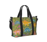 Mexpekil Borsone da viaggio impermeabile borsa sportiva da palestra grande weekend borse da notte per donne uomini pieghevole bagaglio a mano borse tote per volo, Dinosauri Carini Gialli, Taglia unica