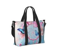 Mexpekil Borsone da viaggio impermeabile borsa sportiva da palestra grande weekend borse da notte per donne uomini pieghevole bagaglio a mano borse tote per volo, Acchiappasogni con piume e farfalle
