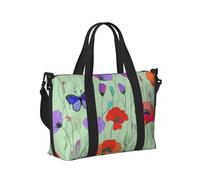 Mexpekil Borsone da viaggio impermeabile borsa sportiva da palestra grande weekend borse da notte per donne uomini pieghevole bagaglio a mano borse tote per volo, Farfalle di papaveri colorati, Taglia