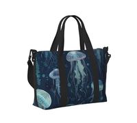 Mexpekil Borsone da viaggio impermeabile borsa sportiva da palestra grande weekend borse da notte per donne uomini pieghevole bagaglio a mano borse tote per volo, Mare Blu Medusa, Taglia unica