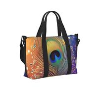 Mexpekil Borsone da viaggio impermeabile borsa sportiva da palestra grande weekend borse da notte per donne uomini pieghevole bagaglio a mano borse tote per volo, Piuma di pavone arcobaleno, Taglia