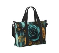 Mexpekil Borsone da viaggio impermeabile borsa sportiva da palestra grande weekend borse da notte per donne uomini pieghevole bagaglio a mano borse tote per volo, Teal Roses Farfalle A Righ, Taglia