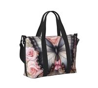 Mexpekil Borsone da viaggio impermeabile borsa sportiva da palestra grande weekend borse da notte per donne uomini pieghevole bagaglio a mano borse tote per volo, Farfalla Nera Rosa Rosa, Taglia unica