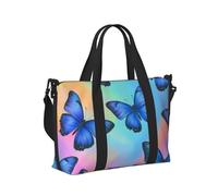 Mexpekil Borsone da viaggio impermeabile borsa sportiva da palestra grande weekend borse da notte per donne uomini pieghevole bagaglio a mano borse tote per volo, Arcobaleno Farfalle Blu, Taglia unica