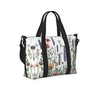 Mexpekil Borsone da viaggio impermeabile borsa sportiva da palestra grande weekend borse da notte per donne uomini pieghevole bagaglio a mano borse tote per volo, Fiori di campo Piante Boho, Taglia