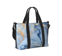 Mexpekil Borsone da viaggio impermeabile borsa sportiva da palestra grande weekend borse da notte per donne uomini pieghevole bagaglio a mano borse tote per volo, Pittura Marmo Oro Blu, Taglia unica