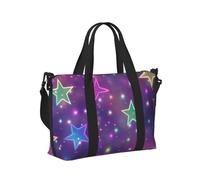 Mexpekil Borsone da viaggio impermeabile borsa sportiva da palestra grande weekend borse da notte per donne uomini pieghevole bagaglio a mano borse tote per volo, Stelle luminose colorate, Taglia