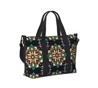 Mexpekil Borsone da viaggio impermeabile borsa sportiva da palestra grande weekend borse da notte per donne uomini pieghevole bagaglio a mano borse tote per volo, Motivo floreale messicano, Taglia