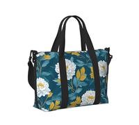 Mexpekil Borsone da viaggio impermeabile borsa sportiva da palestra grande weekend borse da notte per donne uomini pieghevole bagaglio a mano borse tote per volo, Motivo floreale color foglia di tè