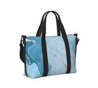 Mexpekil Borsone da viaggio impermeabile borsa sportiva da palestra grande weekend borse da notte per donne uomini pieghevole bagaglio a mano borse tote per volo, Motivo marmo blu oro, Taglia unica