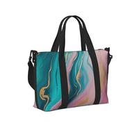Mexpekil Borsone da viaggio impermeabile borsa sportiva da palestra grande weekend borse da notte per donne uomini pieghevole bagaglio a mano borse tote per volo, Rosa marmo verde acqua, Taglia unica