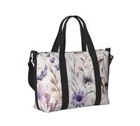 Mexpekil Borsone da viaggio impermeabile borsa sportiva da palestra grande weekend borse da notte per donne uomini pieghevole bagaglio a mano borse tote per volo, Fiori di campo Farfalla Viola, Taglia