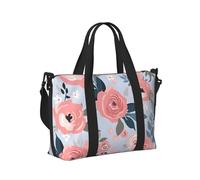 Mexpekil Borsone da viaggio, impermeabile, per sport, palestra, grande, per il fine settimana, per donne, uomini, bagaglio a mano, Piante Fiori Rosa, Taglia unica