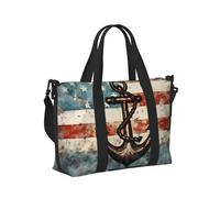 Mexpekil Borsone da viaggio, impermeabile, per sport, palestra, grande, per il fine settimana, per donne, uomini, bagaglio a mano, Ancora bandiera americana, Taglia unica