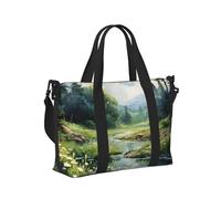 Mexpekil Borsone da viaggio, impermeabile, per sport, palestra, grande, per il fine settimana, per donne, uomini, bagaglio a mano, Paesaggio Foresta Fiume, Taglia unica
