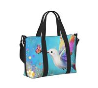 Mexpekil Borsone da viaggio, impermeabile, per sport, palestra, grande, per il fine settimana, per donne, uomini, bagaglio a mano, Colibrì Volare Floreale Colorato, Taglia unica