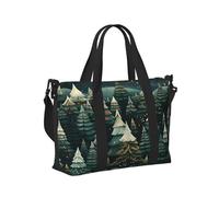 Mexpekil Borsone da viaggio, impermeabile, per sport, palestra, grande, per il fine settimana, per donne, uomini, bagaglio a mano, Natale verde foresta, Taglia unica
