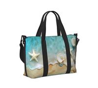 Mexpekil Borsone da viaggio, impermeabile, per sport, palestra, grande, per il fine settimana, per donne, uomini, bagaglio a mano, Stelle marine conchiglie Mare, Taglia unica