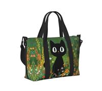 Mexpekil Borsone da viaggio, impermeabile, per sport, palestra, grande, per il fine settimana, per donne, uomini, bagaglio a mano, Campo di fiori gatto nero, Taglia unica