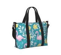 Mexpekil Borsone da viaggio, impermeabile, per sport, palestra, grande, per il fine settimana, per donne, uomini, bagaglio a mano, Rosa Flomingo Giallo Floreale, Taglia unica