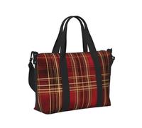 Mexpekil Borsone da viaggio, impermeabile, per sport, palestra, grande, per il fine settimana, per donne, uomini, bagaglio a mano, Rosso Giallo Buffalo Plaid, Taglia unica
