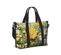 Mexpekil Borsone da viaggio, impermeabile, per sport, palestra, grande, per il fine settimana, per donne, uomini, bagaglio a mano, Piante Fiori Gialli, Taglia unica