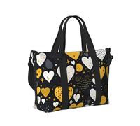 Mexpekil Borsone da viaggio, impermeabile, per sport, palestra, grande, per il fine settimana, per donne, uomini, bagaglio a mano, San Valentino Cuore Giallo, Taglia unica