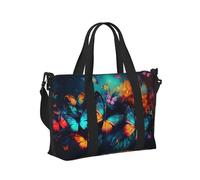 Mexpekil Borsone da viaggio, impermeabile, per sport, palestra, grande, per il fine settimana, per donne, uomini, bagaglio a mano, Neon Butterfly Art, Taglia unica