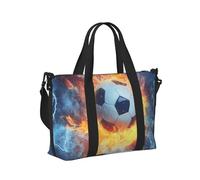 Mexpekil Borsone da viaggio, impermeabile, per sport, palestra, grande, per il fine settimana, per donne, uomini, bagaglio a mano, Fuoco dell'acqua del pallone da calcio, Taglia unica