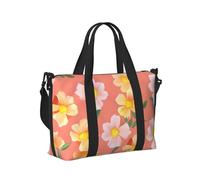 Mexpekil Borsone da viaggio, impermeabile, per sport, palestra, grande, per il fine settimana, per donne, uomini, bagaglio a mano, Fiori rosa gialli, Taglia unica