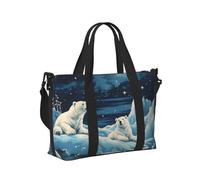 Mexpekil Borsone da viaggio, impermeabile, per sport, palestra, grande, per il fine settimana, per donne, uomini, bagaglio a mano, Orso polare invernale, Taglia unica