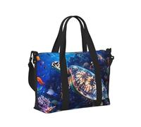 Mexpekil Borsone da viaggio, impermeabile, per sport, palestra, grande, per il fine settimana, per donne, uomini, bagaglio a mano, Tartaruga Pesce Oceano, Taglia unica