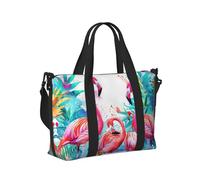 Mexpekil Borsone da viaggio, impermeabile, per sport, palestra, grande, per il fine settimana, per donne, uomini, bagaglio a mano, Fenicottero rosa tropicale, Taglia unica