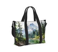 Mexpekil Borsone da viaggio, impermeabile, per sport, palestra, grande, per il fine settimana, per donne, uomini, bagaglio a mano, Fiume Foresta Montagna, Taglia unica