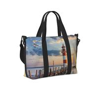 Mexpekil Borsone da viaggio, impermeabile, per sport, palestra, grande, per il fine settimana, per donne, uomini, bagaglio a mano, Mare Faro, Taglia unica