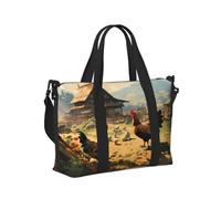 Mexpekil Borsone da viaggio, impermeabile, per sport, palestra, grande, per il fine settimana, per donne, uomini, bagaglio a mano, Villaggio di pollo della fattoria, Taglia unica