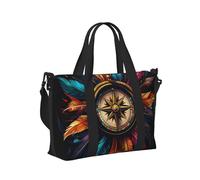 Mexpekil Borsone da viaggio, impermeabile, per sport, palestra, grande, per il fine settimana, per donne, uomini, bagaglio a mano, Piuma bussola nativa americana, Taglia unica