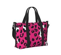 Mexpekil Borsone da viaggio, impermeabile, per sport, palestra, grande, per il fine settimana, per donne, uomini, bagaglio a mano, Stampa leopardata rosa rossa, Taglia unica