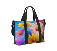 Mexpekil Borsone da viaggio, impermeabile, per sport, palestra, grande, per il fine settimana, per donne, uomini, bagaglio a mano, Scena di fiori colorati, Taglia unica