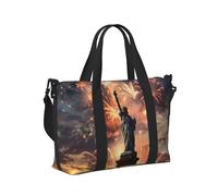 Mexpekil Borsone da viaggio, impermeabile, per sport, palestra, grande, per il fine settimana, per donne, uomini, bagaglio a mano, Fuochi d'artificio della Statua della, Taglia unica