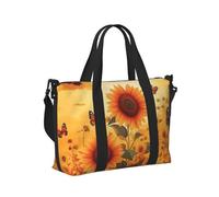 Mexpekil Borsone da viaggio, impermeabile, per sport, palestra, grande, per il fine settimana, per donne, uomini, bagaglio a mano, Cielo Tramonto Girasoli Farfalle, Taglia unica