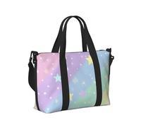 Mexpekil Borsone da viaggio, impermeabile, per sport, palestra, grande, per il fine settimana, per donne, uomini, bagaglio a mano, Stelle Glitter Strisce Arcobaleno, Taglia unica