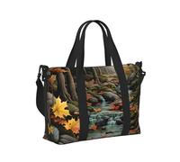 Mexpekil Borsone da viaggio, impermeabile, per sport, palestra, grande, per il fine settimana, per donne, uomini, bagaglio a mano, Fiume Foresta d'autunno, Taglia unica