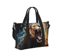 Mexpekil Borsone da viaggio, impermeabile, per sport, palestra, grande, per il fine settimana, per donne, uomini, bagaglio a mano, Leone arrabbiato, Taglia unica